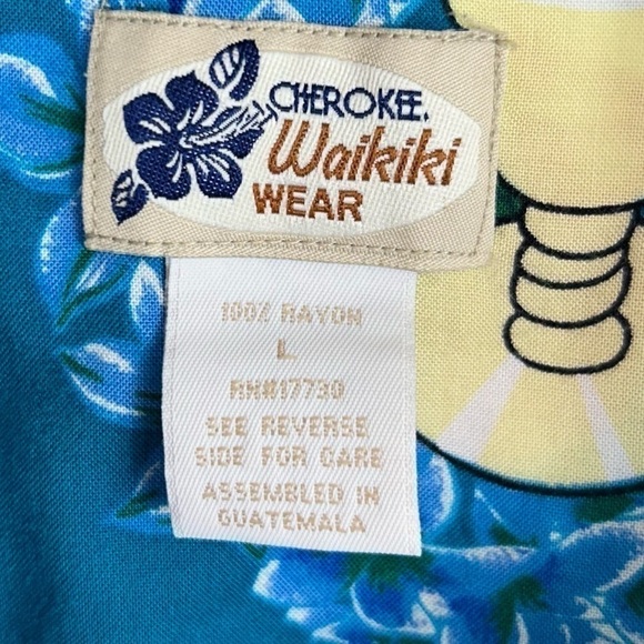 Cherokee Top Waikiki Wear Hawaiian Short Sleeve Button Up Tropical Mixed Drinks - Picture 5 of 12
